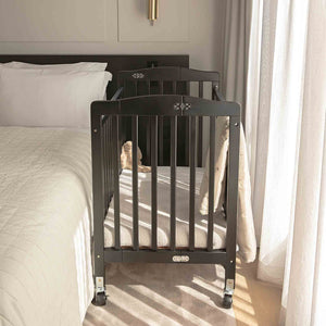 Bentley Limea Safe Foldable Wooden Baby Cot, Black