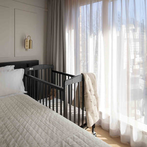 Bentley Limea Safe Foldable Wooden Baby Cot, Black