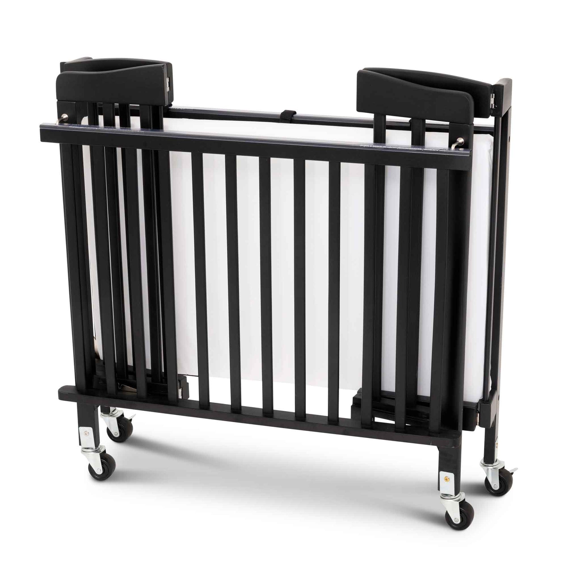 Bentley Limea foldable wooden cot in black folded