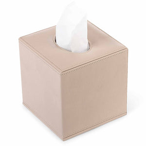 Bentley Manam PU Leather Cube Tissue Box Cover, Natural (Case of 10 1)