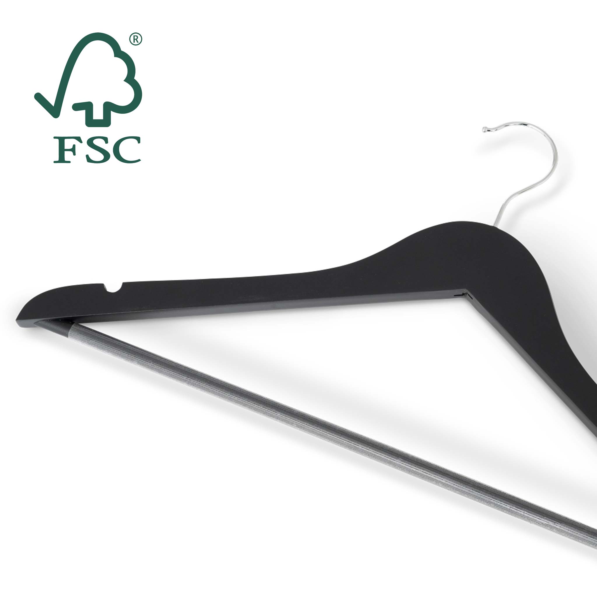 Bentley Melville Coat Hangers, Black Wood (Case of 50)