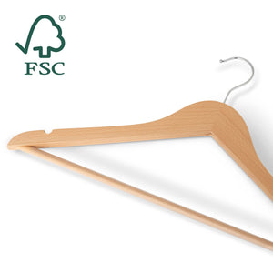 Bentley Melville Coat Hangers, Natural Wood (Case of 50)