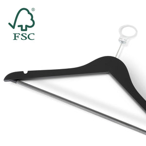 Bentley Melville Security Coat Hangers, Black Wood (Case of 50)