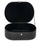 Black leatherette hairdryer storage box, opened lid