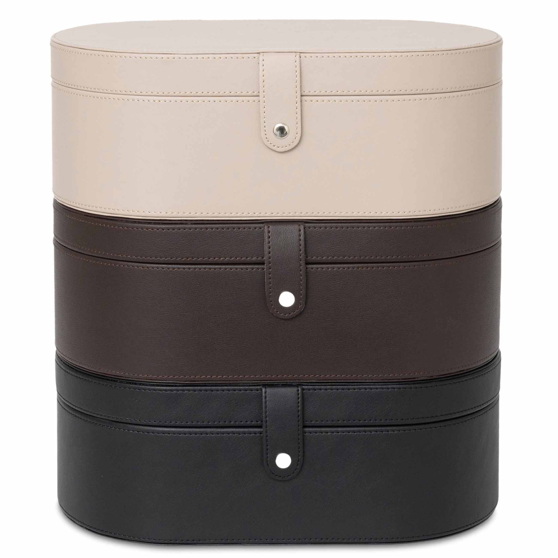 Combination of natural, brown and black hairdryer storage box