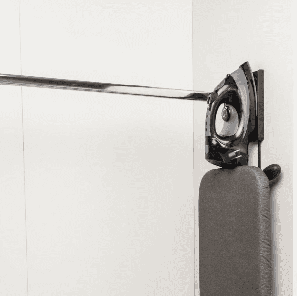 Swirl ironing board and steam iron stored in wardrobe