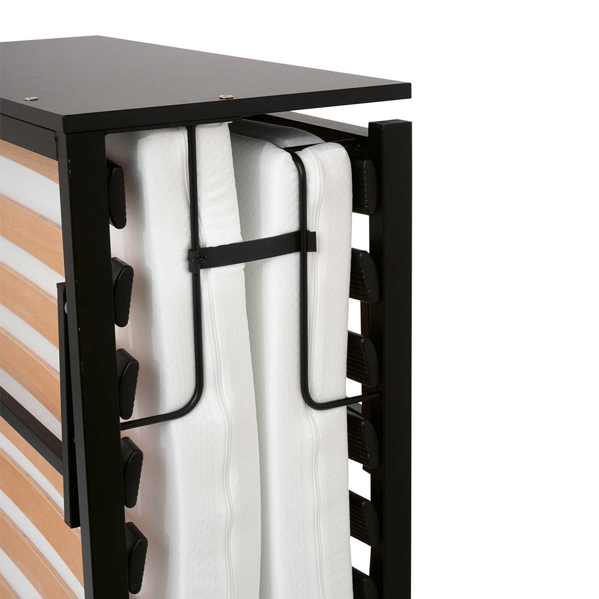 Bentley Verdi folding hotel single bed with black headboard - close-up