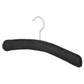 Angled view of Bentley Wellington black cotton padded hotel hanger with chrome hook and soft curved design