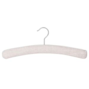 Front view of Bentley Wellington natural cotton padded hotel hanger with curved shape and chrome hook