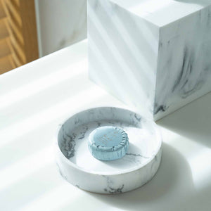 Bentley Ibu small amenity tray in white marble in hotel bathroom