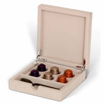 Bentley Yasur condiment box in natural with six coffee pods and spoon