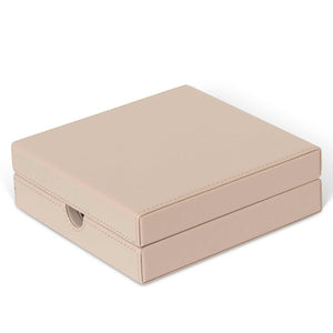 Bentley Yasus condiment box in natural leatherette with lid closed