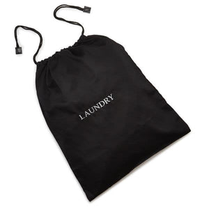 Black cotton drawstring laundry bag