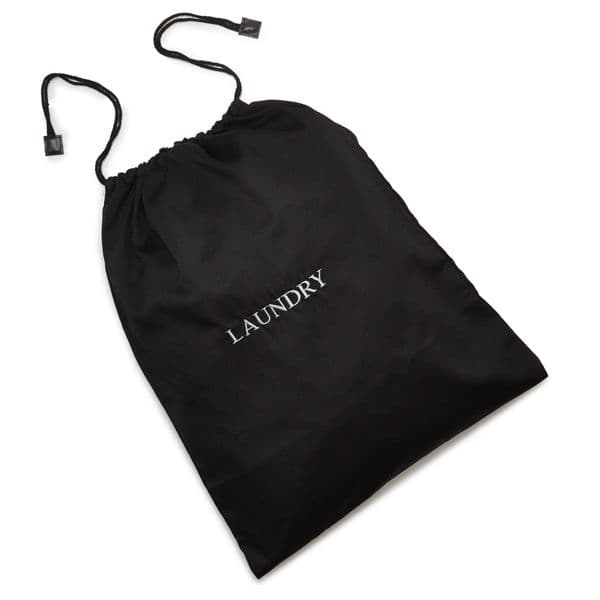 Black cotton drawstring laundry bag