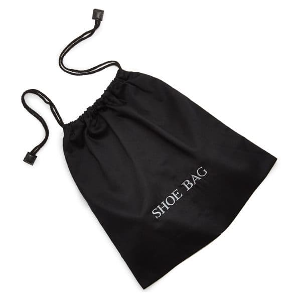 Black cotton drawstring shoe bag