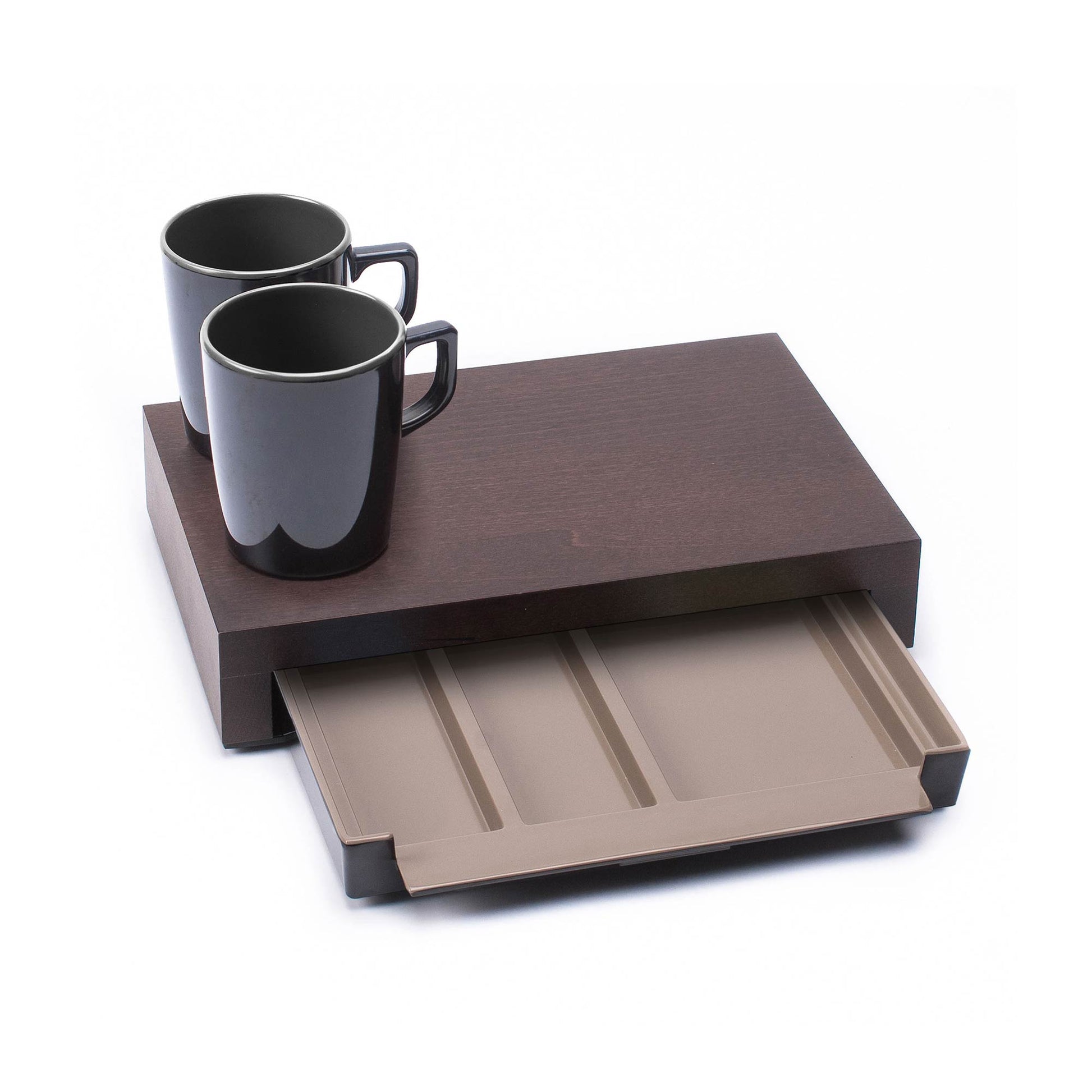 Bentley Canella mahogany welcome tray with mugs