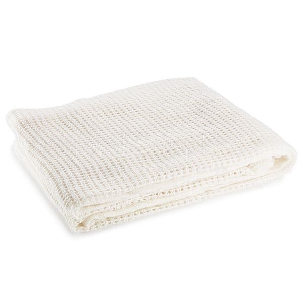 Folded cellular cot blanket in white colour