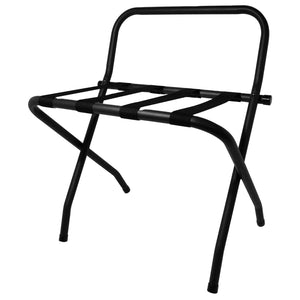 Corby Ashton luggage rack in matte black with backstand and fabric straps