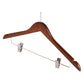 Corby Burlington dark wood hotel security hanger with chrome clips, trouser bar, shoulder notches and anti-theft security pin