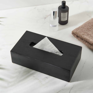 Corby Buxton Rectangular Tissue Box Holder – Black Bamboo