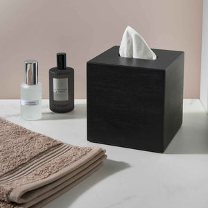 Corby Buxton Cube Tissue Box Holder – Black Bamboo