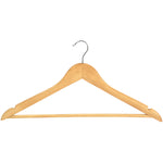 Corby Chelsea light beech wood guest hanger with chrome hook and trouser bar for hotel wardrobes