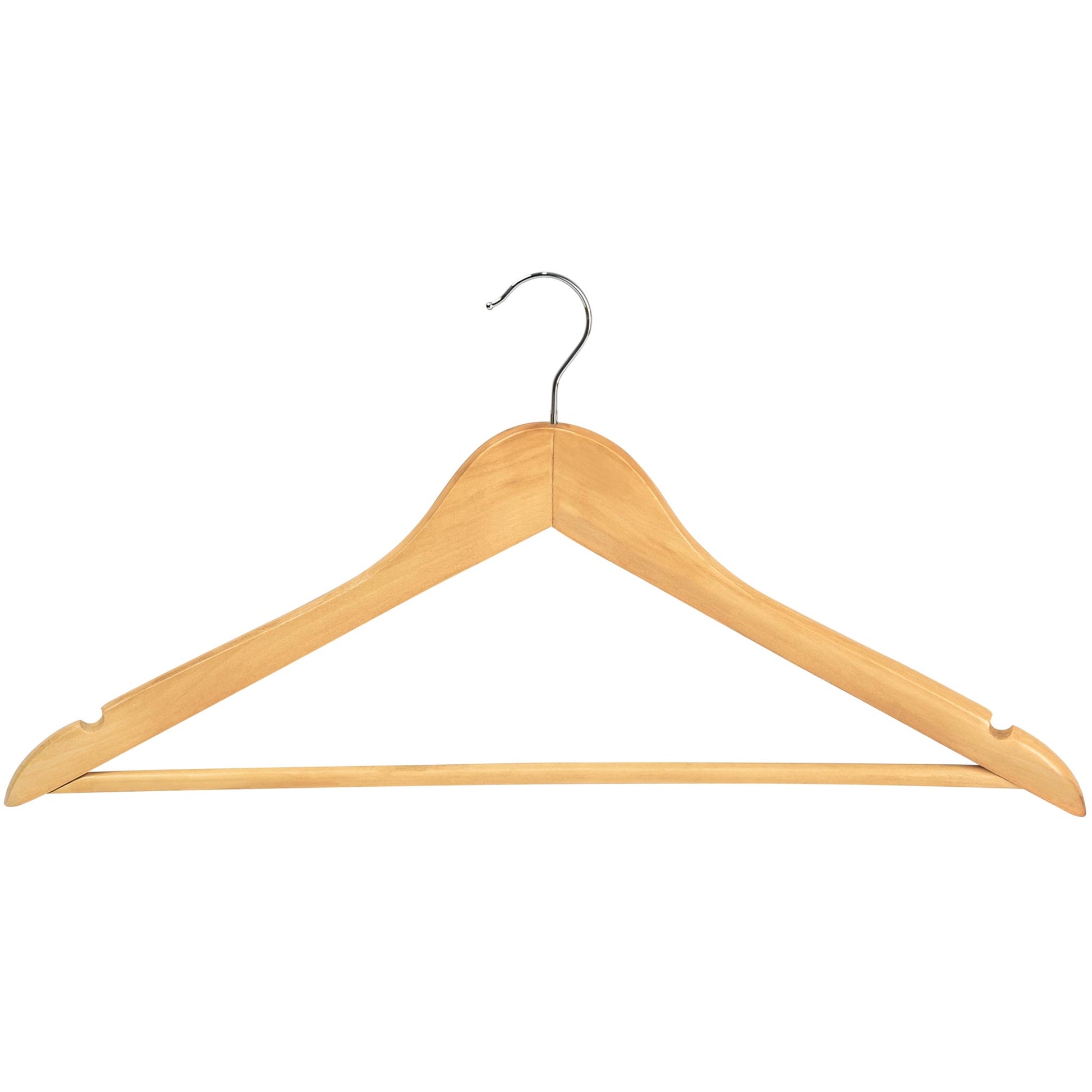 Corby Chelsea light beech wood guest hanger with chrome hook and trouser bar for hotel wardrobes