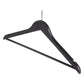 Matte black wooden Corby Chelsea security coat hanger with chrome anti-theft pin, trouser bar and garment hooks