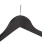 Close-up of matte black Corby Chelsea security hanger with chrome steel security pin for anti-theft hotel wardrobes
