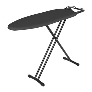 Corby Classic ironing board in dark grey with padded cover, sturdy black frame and integrated iron rest