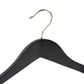 Close-up of Corby Clifford black wooden hotel hanger with durable chrome swivel hook