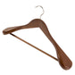 Angled view of Corby Clifford dark wood hotel suit hanger with chrome hook and integrated trouser bar