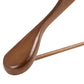 Close-up of Corby Clifford dark wood suit hanger showing broad contoured shoulder and smooth trouser bar