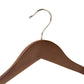 Close-up of Corby Clifford dark wood hotel hanger with durable chrome swivel hook