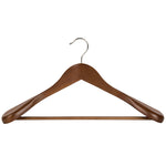 Corby Clifford dark wood hotel suit hanger with chrome hook and fixed trouser bar