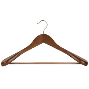 Corby Clifford dark wood hotel suit hanger with chrome hook and fixed trouser bar
