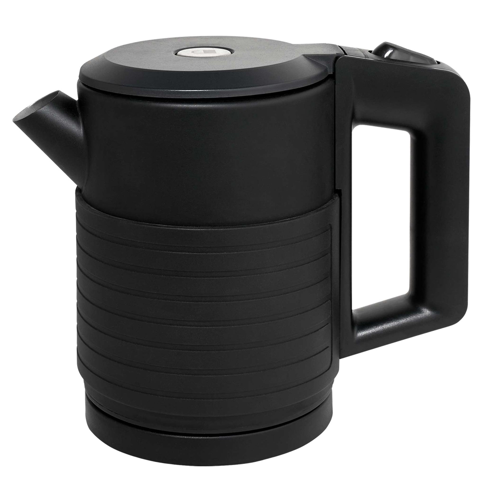 Side view of the black double wall steel kettle