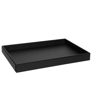 Compact black leatherette hospitality tray