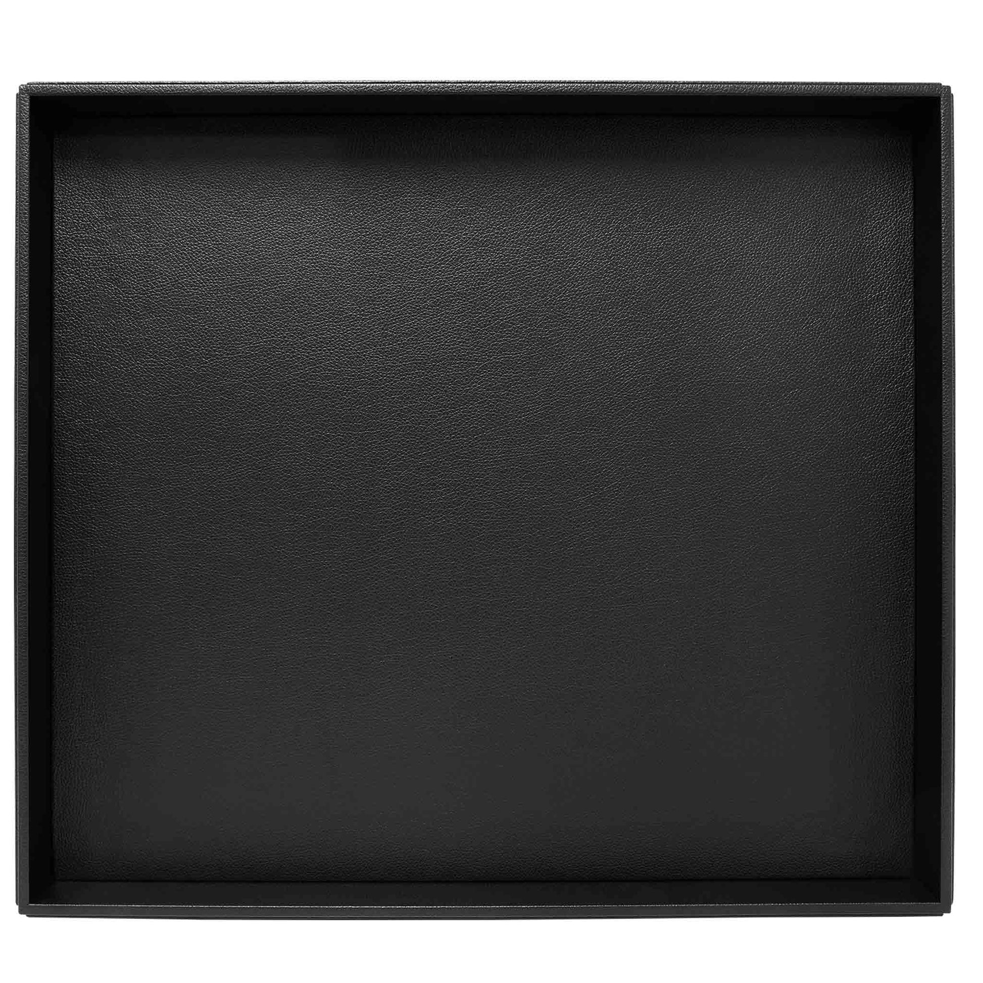 Birds eye view of the square leatherette large tray