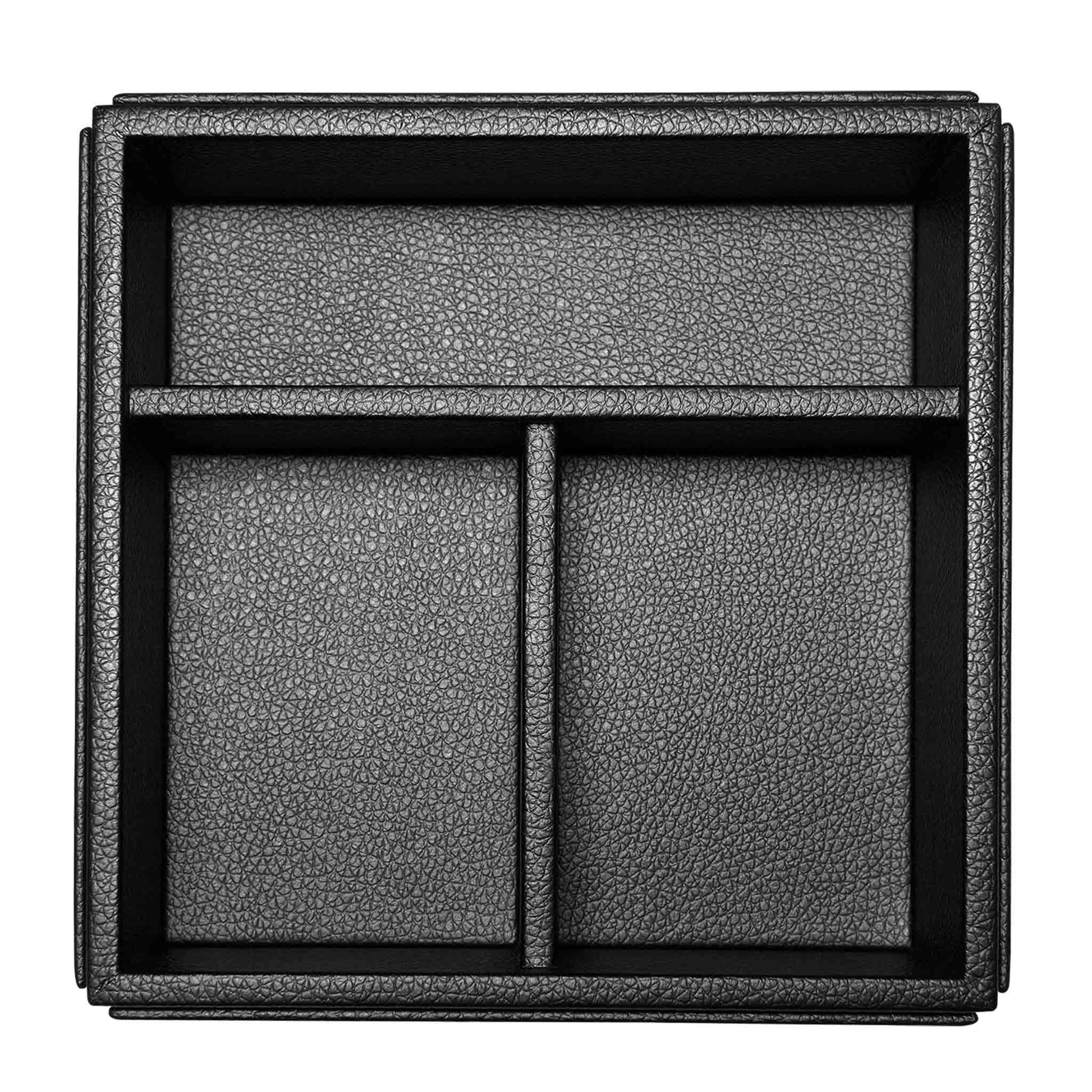 Birds eye view of black leatherette sachet holder
