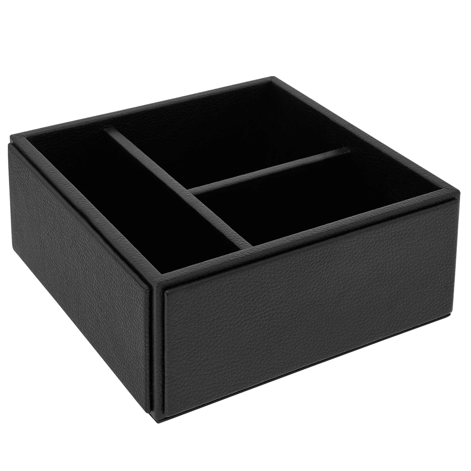 Black leatherette coffee and tea sachet holder for hotels