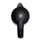 Top view of Corby Kensington hotel kettle showing lid lock icon, spout, and ergonomic black handle with on/off switch