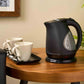 Corby Lancaster 1 Litre Black Kettle with twin ceramic mugs on hospitality tray in hotel guest room setting