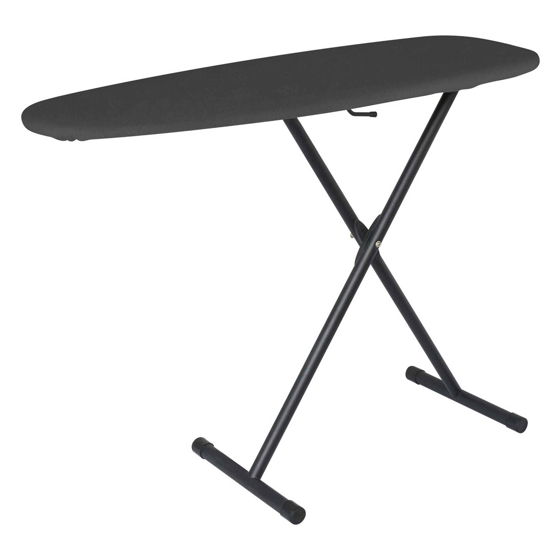Corby Oxford standard ironing board with dark grey cover and black folding legs, ideal for hotel guest rooms