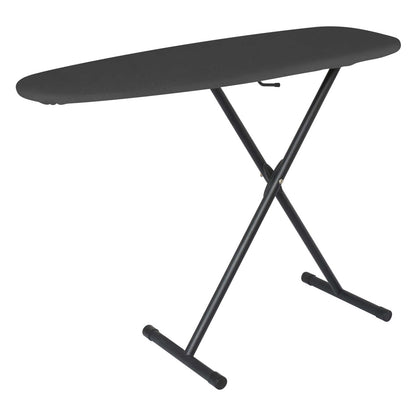 Corby Oxford standard ironing board with dark grey cover and black folding legs, ideal for hotel guest rooms