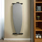 Corby Oxford light grey ironing board stored vertically on wall-mounted bracket in modern hotel room