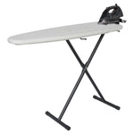 Corby Oxford Premium Ironing Centre in light grey with 2000W steam iron and wide T-leg frame for hotel guest rooms