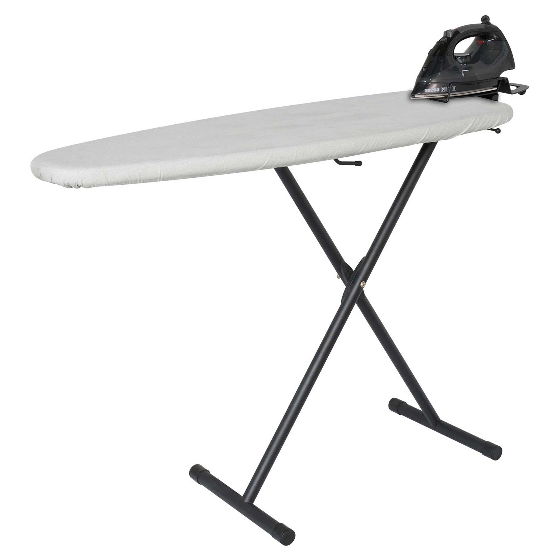 Corby Oxford Premium Ironing Centre in light grey with 2000W steam iron and wide T-leg frame for hotel guest rooms