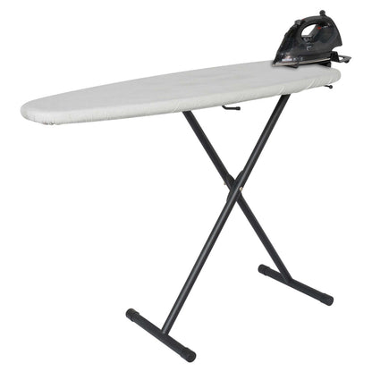 Corby Oxford Premium Ironing Centre in light grey with 2000W steam iron and wide T-leg frame for hotel guest rooms