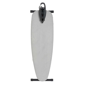 Corby Oxford Standard Ironing Centre in light grey folded flat with 1200W steam iron and integrated hanger hook